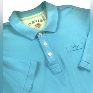 Orvis Aqua Polo Shirt Signature Logo Cotton Fishing Short Sleeve Mens Size Large